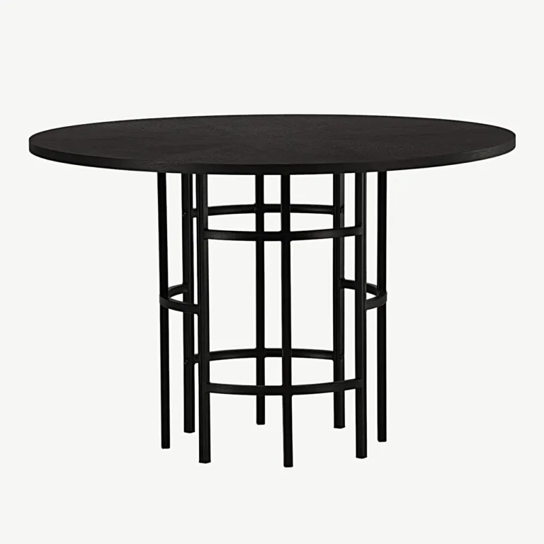 Ümmargune söögilaud Copenhagen, must MDF ja must metallist jalg, ø115 cm - 15109-488