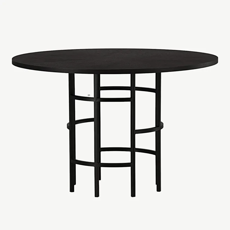 Ümmargune söögilaud Copenhagen, must MDF ja must metallist jalg, ø115 cm - 15109-488