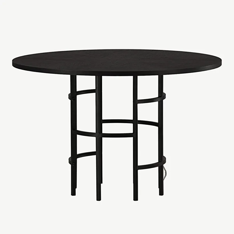 Ümmargune söögilaud Copenhagen, must MDF ja must metallist jalg, ø115 cm - 15109-488