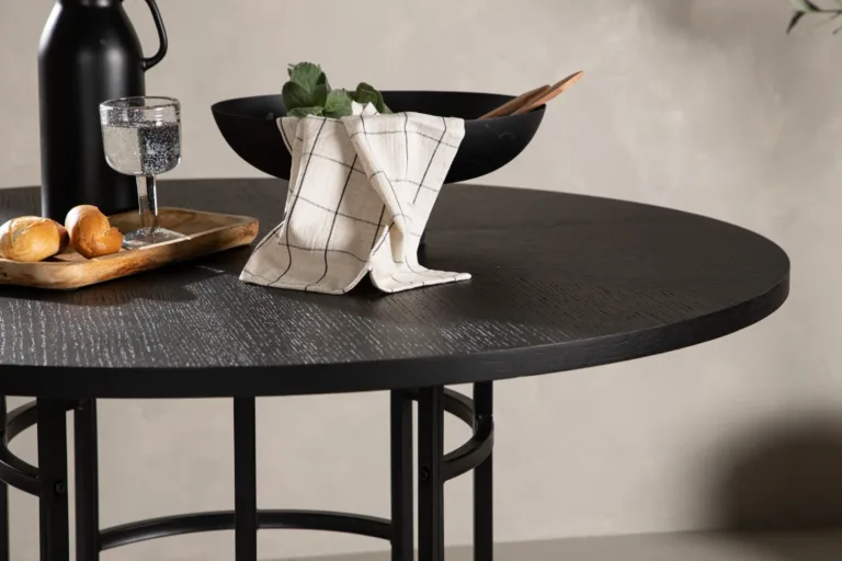 Ümmargune söögilaud Copenhagen, must MDF ja must metallist jalg, ø115 cm - 15109-488