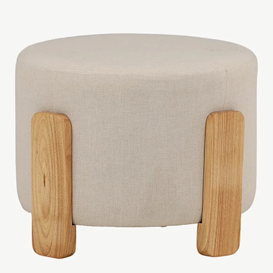 Ümmargune valge kangast tumbavoodi Coffey, kummipuidust jalgadega, 15110-111 – 2