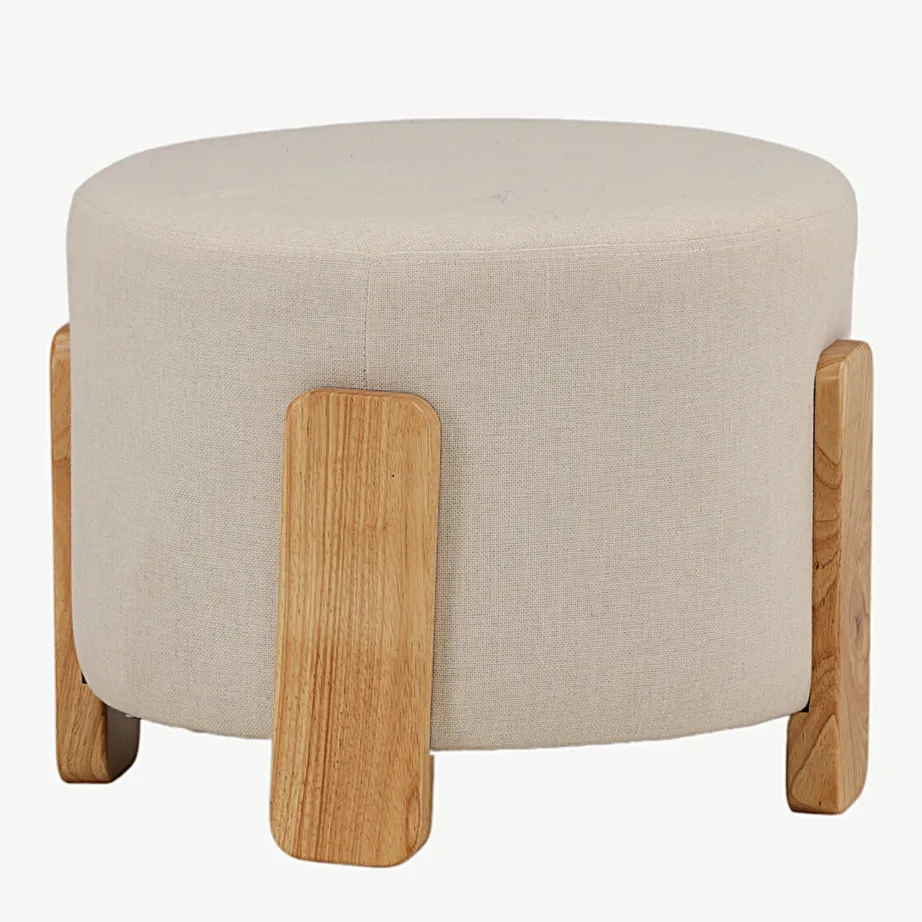 Ümmargune valge kangast tumbavoodi Coffey, kummipuidust jalgadega, 15110-111 – 3