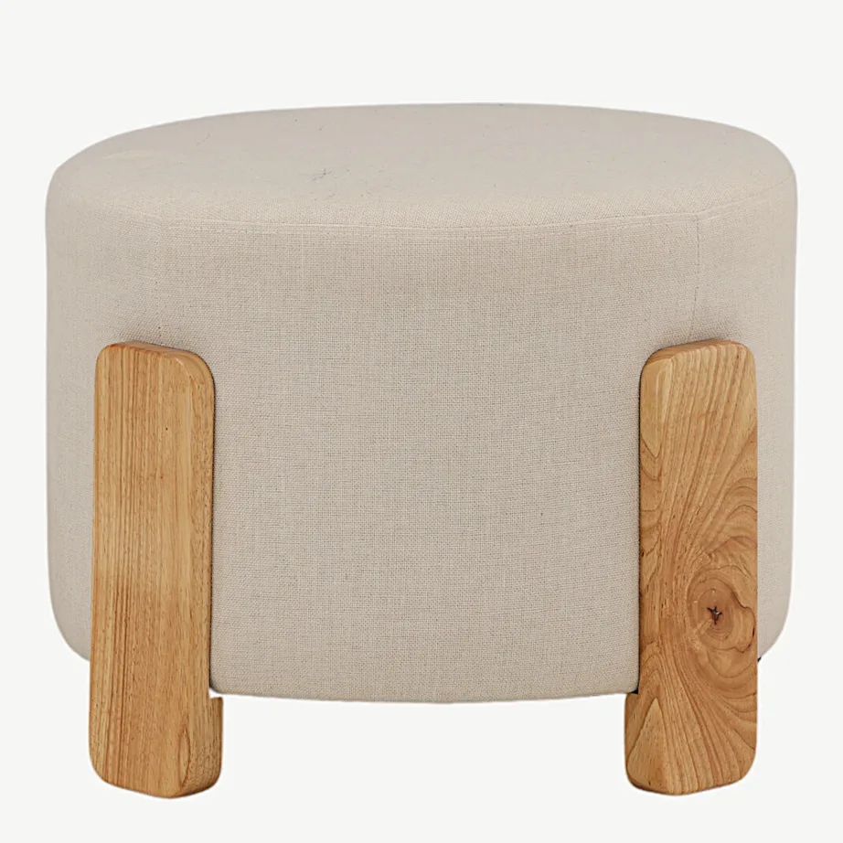 Ümmargune valge kangast tumbavoodi Coffey, kummipuidust jalgadega, 15110-111 – 4