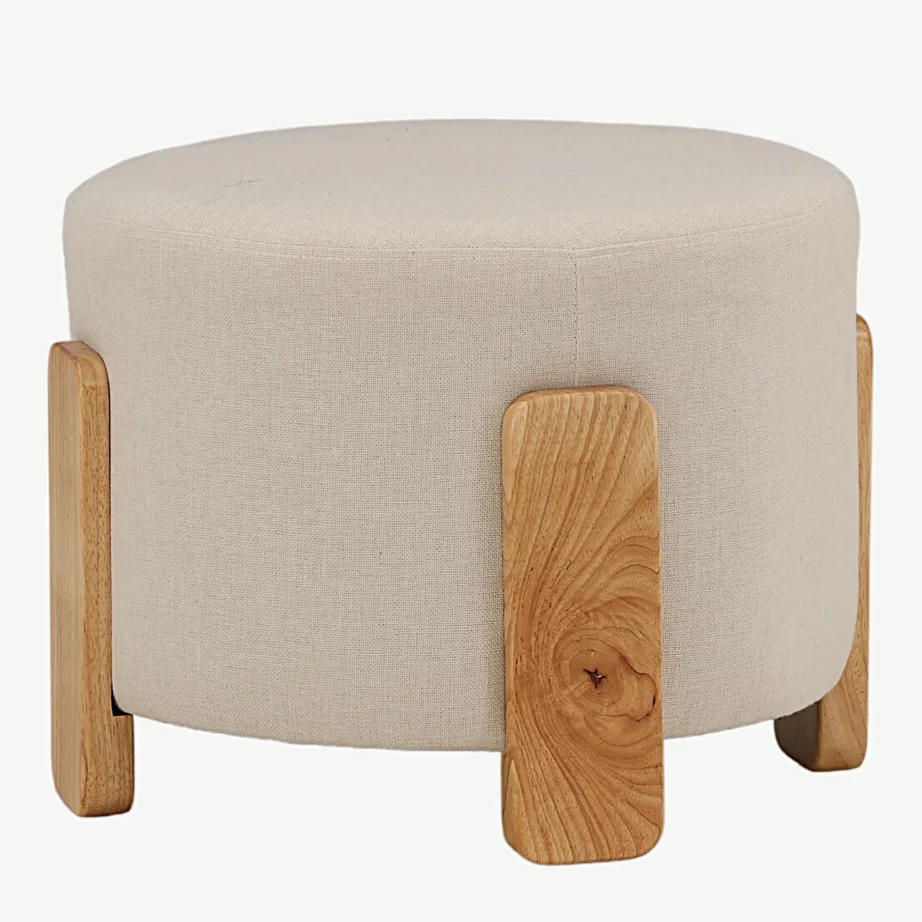 Ümmargune valge kangast tumbavoodi Coffey, kummipuidust jalgadega, 15110-111 – 5