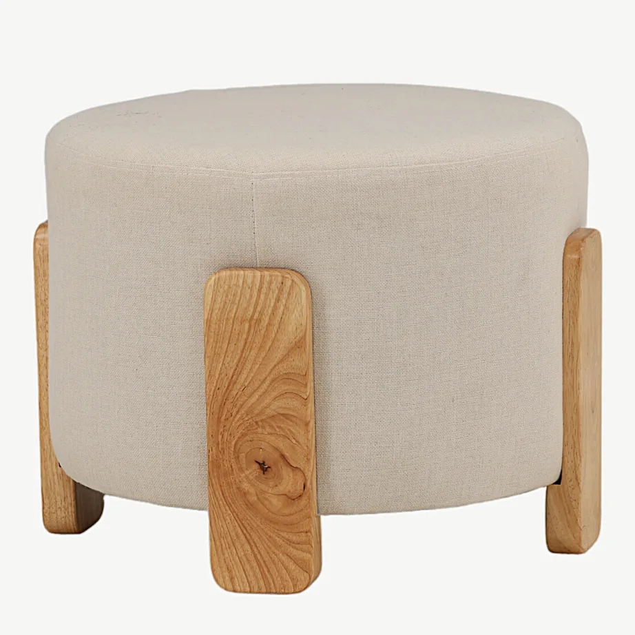 Ümmargune valge kangast tumbavoodi Coffey, kummipuidust jalgadega, 15110-111 – 6