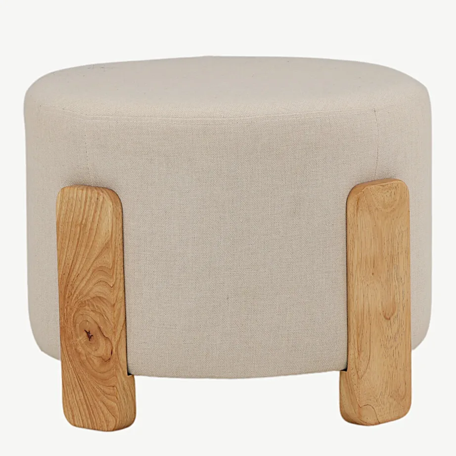 Ümmargune valge kangast tumbavoodi Coffey, kummipuidust jalgadega, 15110-111 – 7