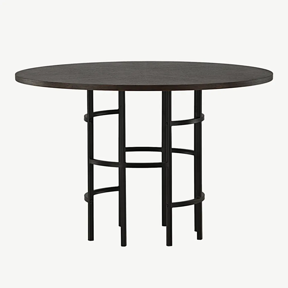 Ümmargune söögilaud Copenhagen, mokkatoonis spoon, must metallraam, ø115 cm, 15209-468 – 4