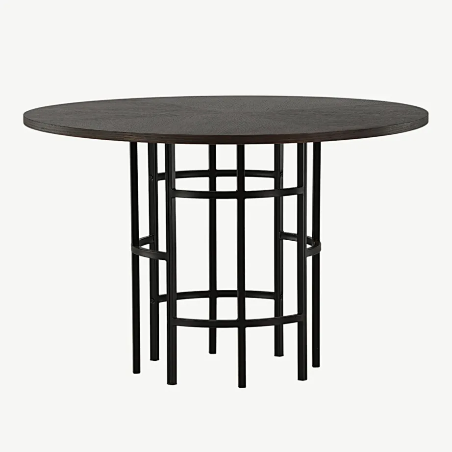 Ümmargune söögilaud Copenhagen, mokkatoonis spoon, must metallraam, ø115 cm, 15209-468 – 6