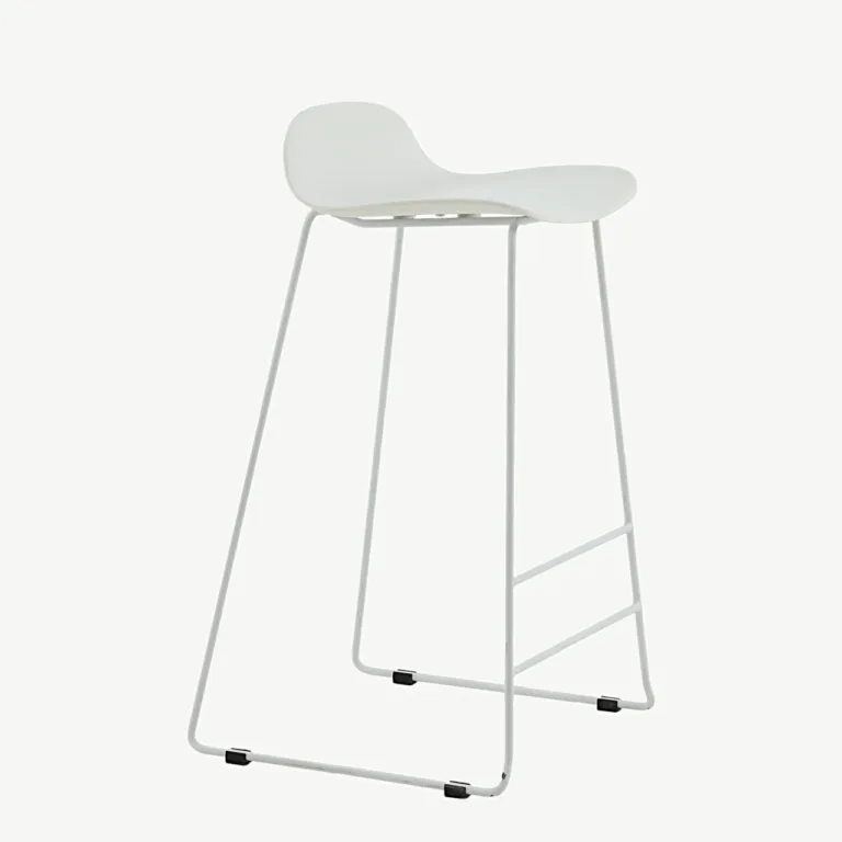 Minimalistlik valge plastist baaritool Wave valgete metalljalgadega, 75 cm - 15349-000
