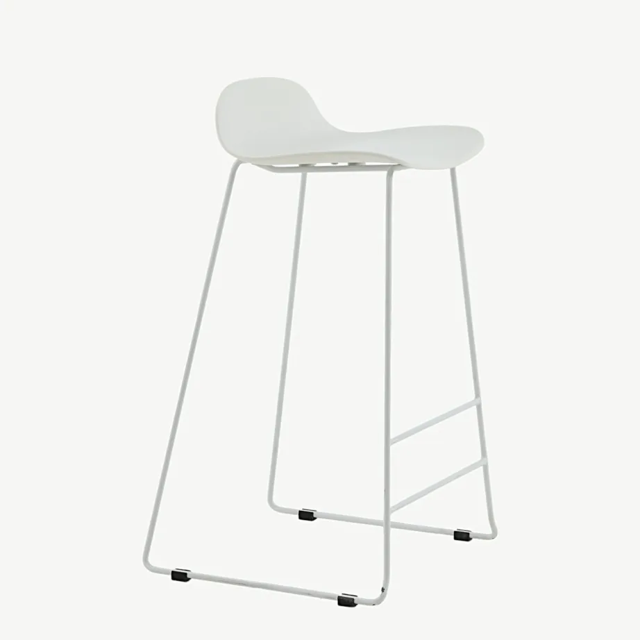 Minimalistlik valge plastist baaritool Wave valgete metalljalgadega, 75 cm, 15349-000 – 3