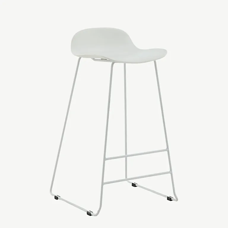 Minimalistlik valge plastist baaritool Wave valgete metalljalgadega, 75 cm - 15349-000