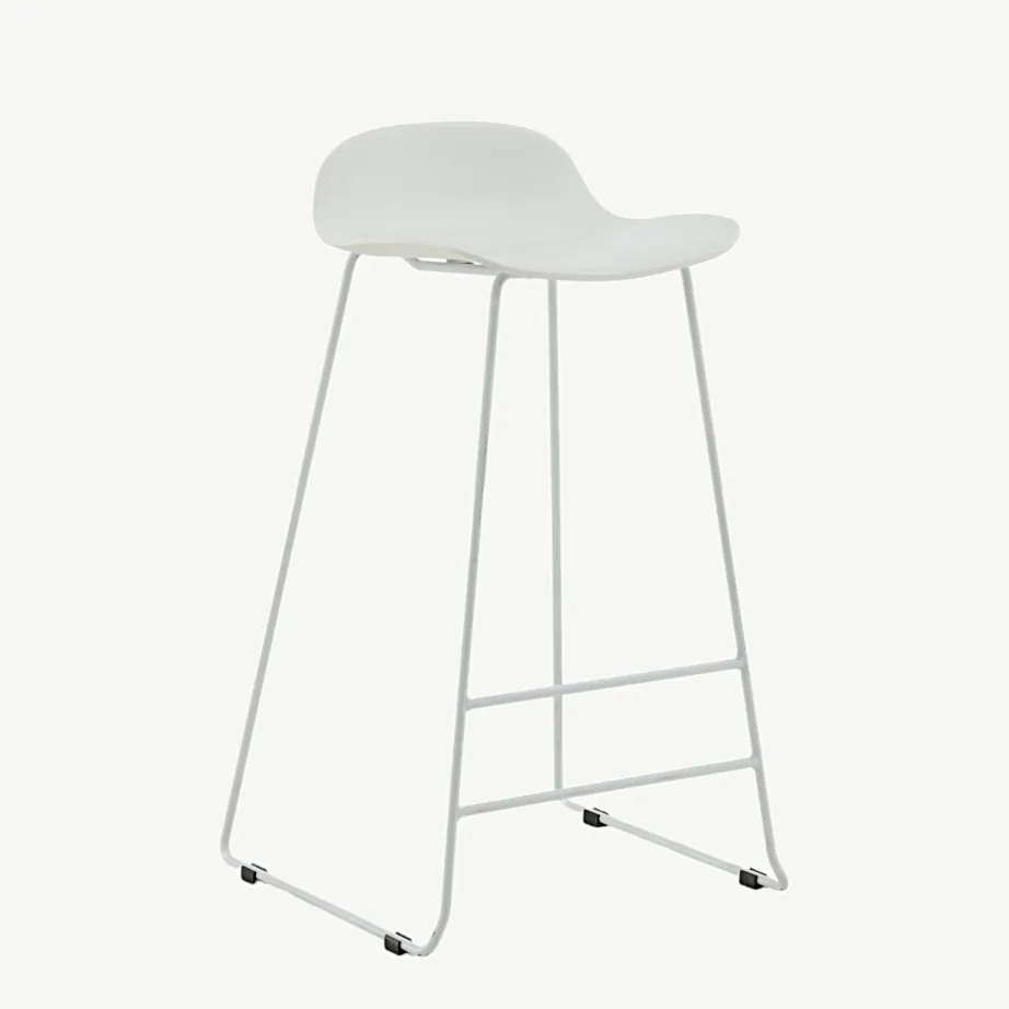 Minimalistlik valge plastist baaritool Wave valgete metalljalgadega, 75 cm, 15349-000 – 4