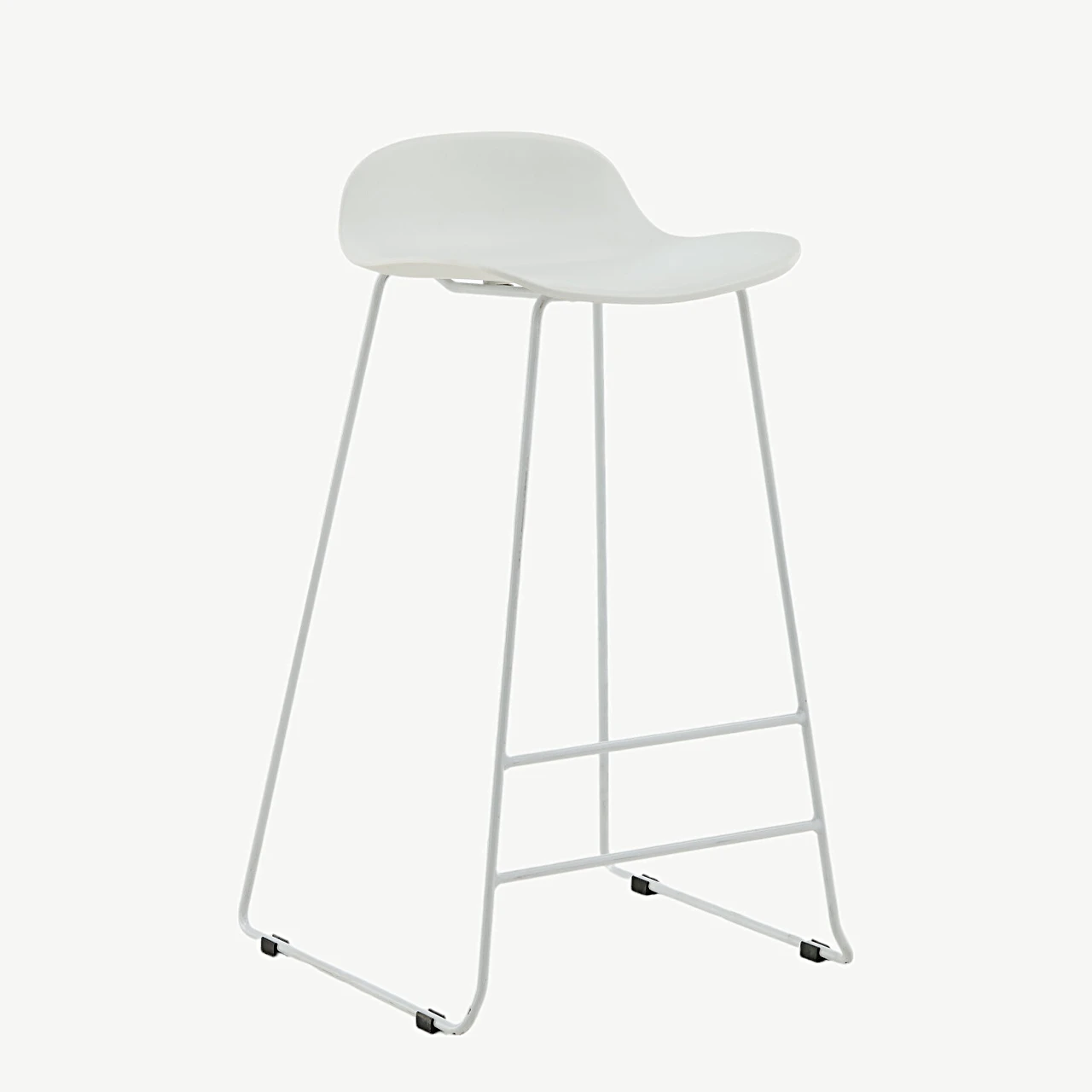 Minimalistlik valge plastist baaritool Wave valgete metalljalgadega, 75 cm - 15349-000