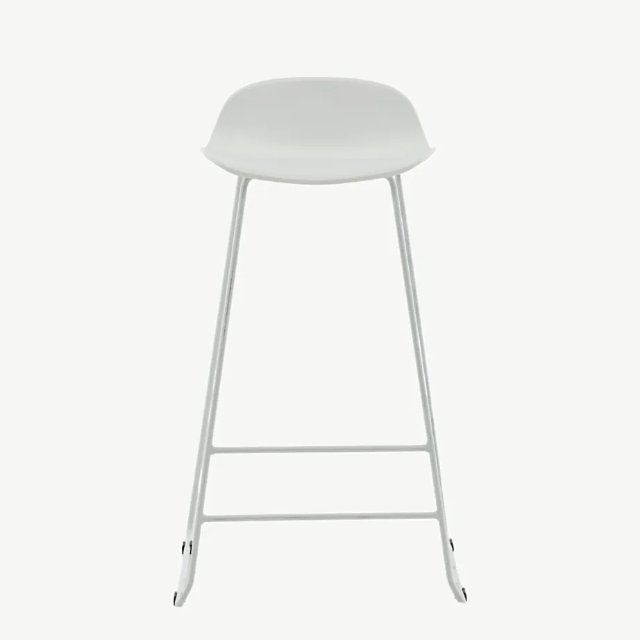 Minimalistlik valge plastist baaritool Wave valgete metalljalgadega, 75 cm, 15349-000 – 5