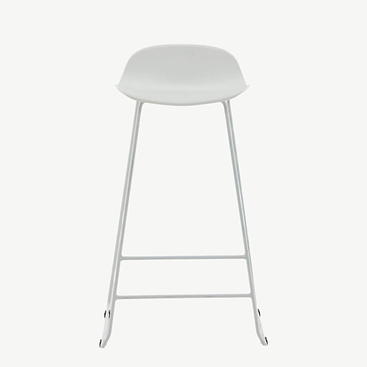 Minimalistlik valge plastist baaritool Wave valgete metalljalgadega, 75 cm - 15349-000