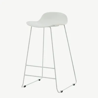 Minimalistlik valge plastist baaritool Wave valgete metalljalgadega, 75 cm - 15349-000