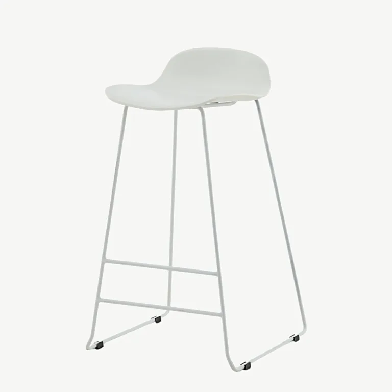 Minimalistlik valge plastist baaritool Wave valgete metalljalgadega, 75 cm - 15349-000