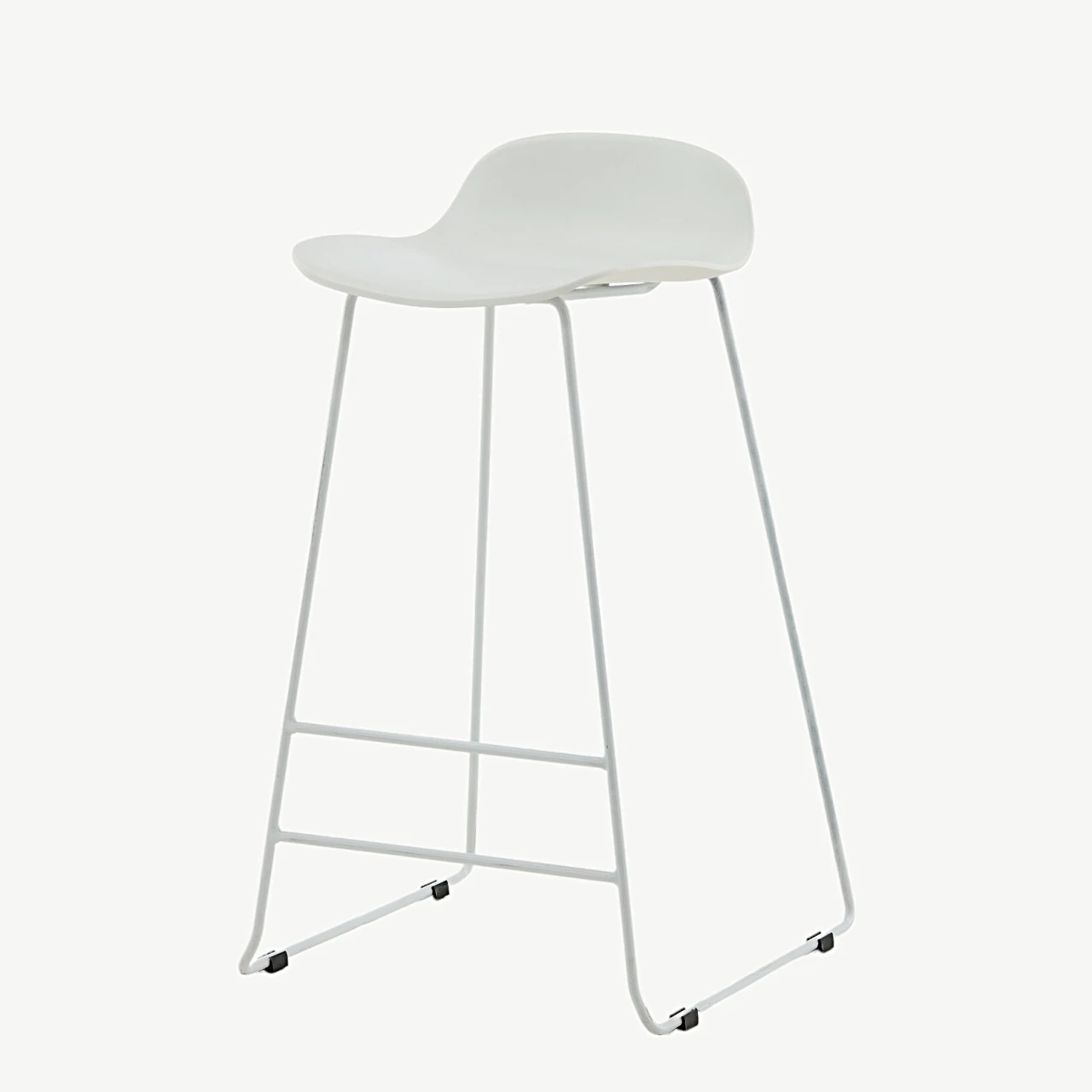 Minimalistlik valge plastist baaritool Wave valgete metalljalgadega, 75 cm - 15349-000
