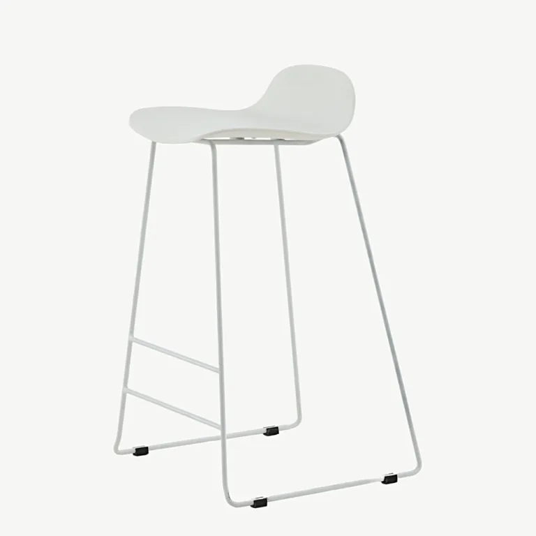 Minimalistlik valge plastist baaritool Wave valgete metalljalgadega, 75 cm - 15349-000