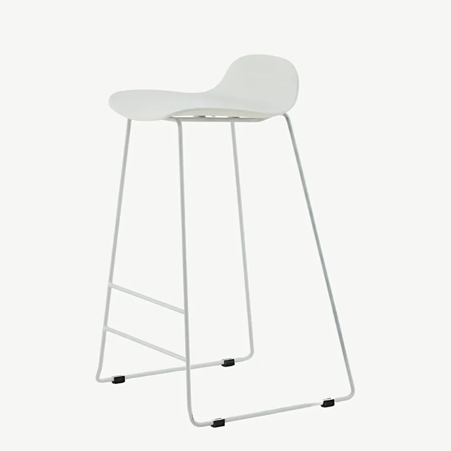 Minimalistlik valge plastist baaritool Wave valgete metalljalgadega, 75 cm, 15349-000 – 6