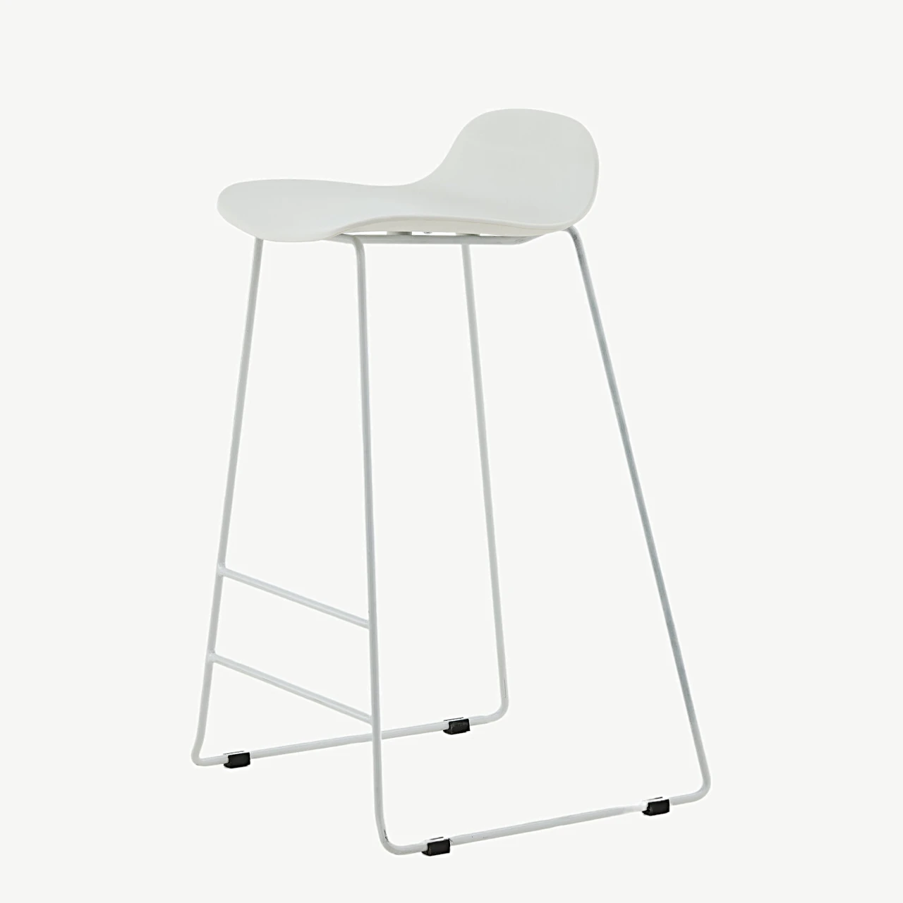 Minimalistlik valge plastist baaritool Wave valgete metalljalgadega, 75 cm - 15349-000
