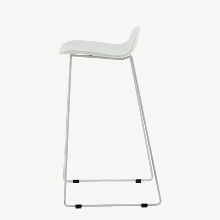 Minimalistlik valge plastist baaritool Wave valgete metalljalgadega, 75 cm - 15349-000