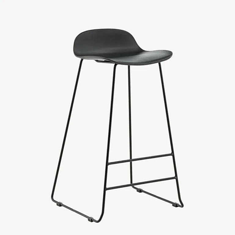 Must minimalistlik baaritool Wave (plastikust iste, terasraam, 75 cm) - 15349-888