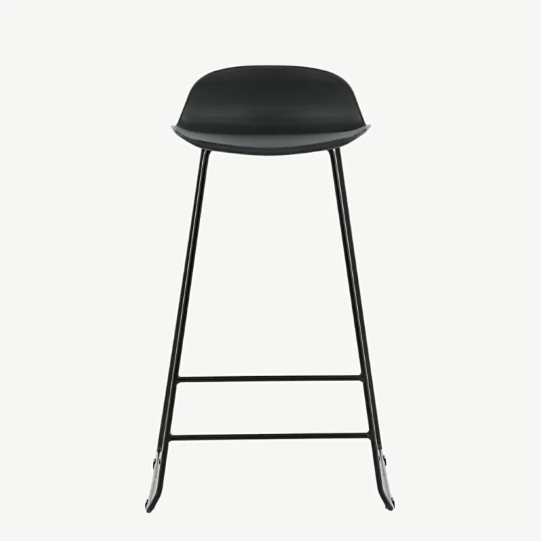 Must minimalistlik baaritool Wave (plastikust iste, terasraam, 75 cm) - 15349-888