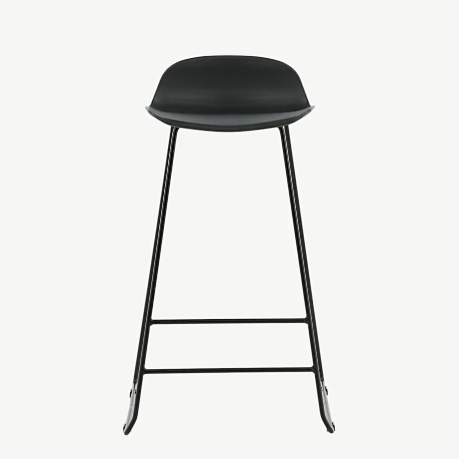 Must minimalistlik baaritool Wave (plastikust iste, terasraam, 75 cm), 15349-888 – 5