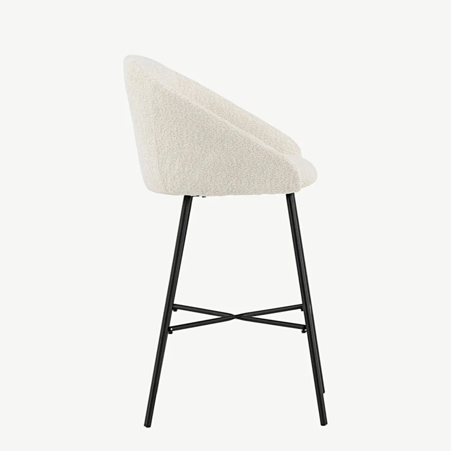 Valge bukleekangaga baaritool mustade terasjalgadega “Velvet”, 15350-001 – 2