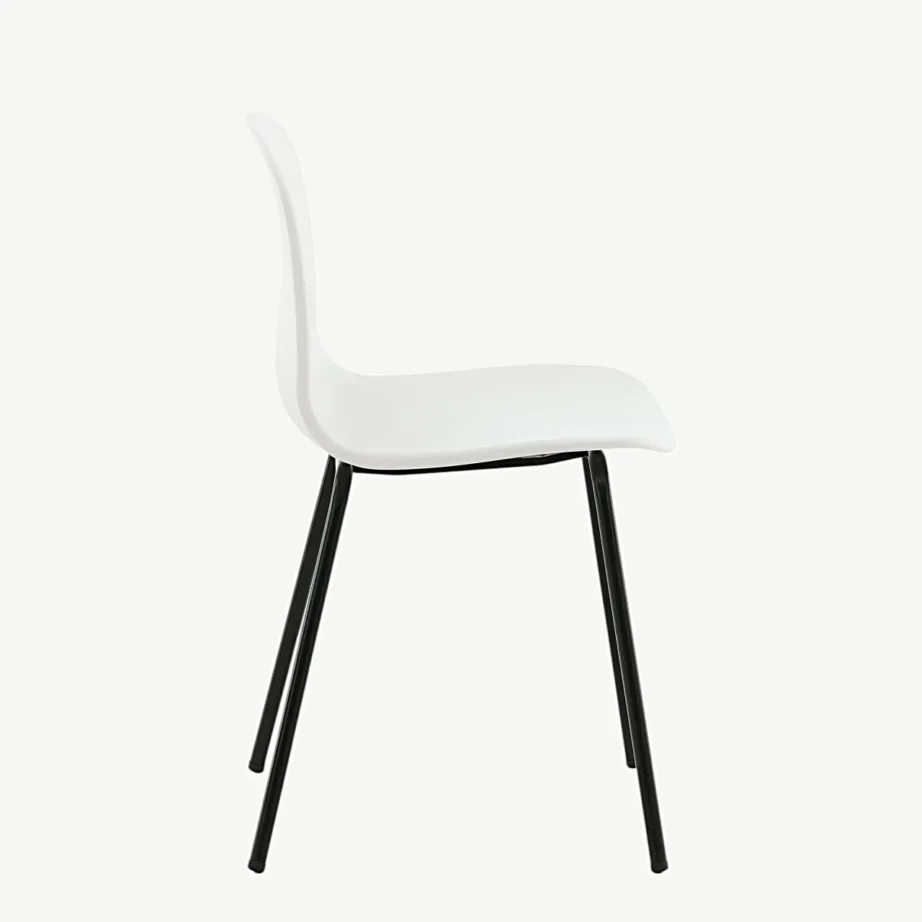 Arctic söögitool valgest plastikust, mustade terasjalgadega, 15351-000 – 2