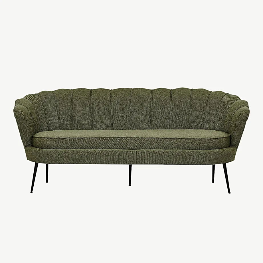 Calais kolmekohaline roheline diivan (polüester, mustad metalljalad), 15356-664 – 2