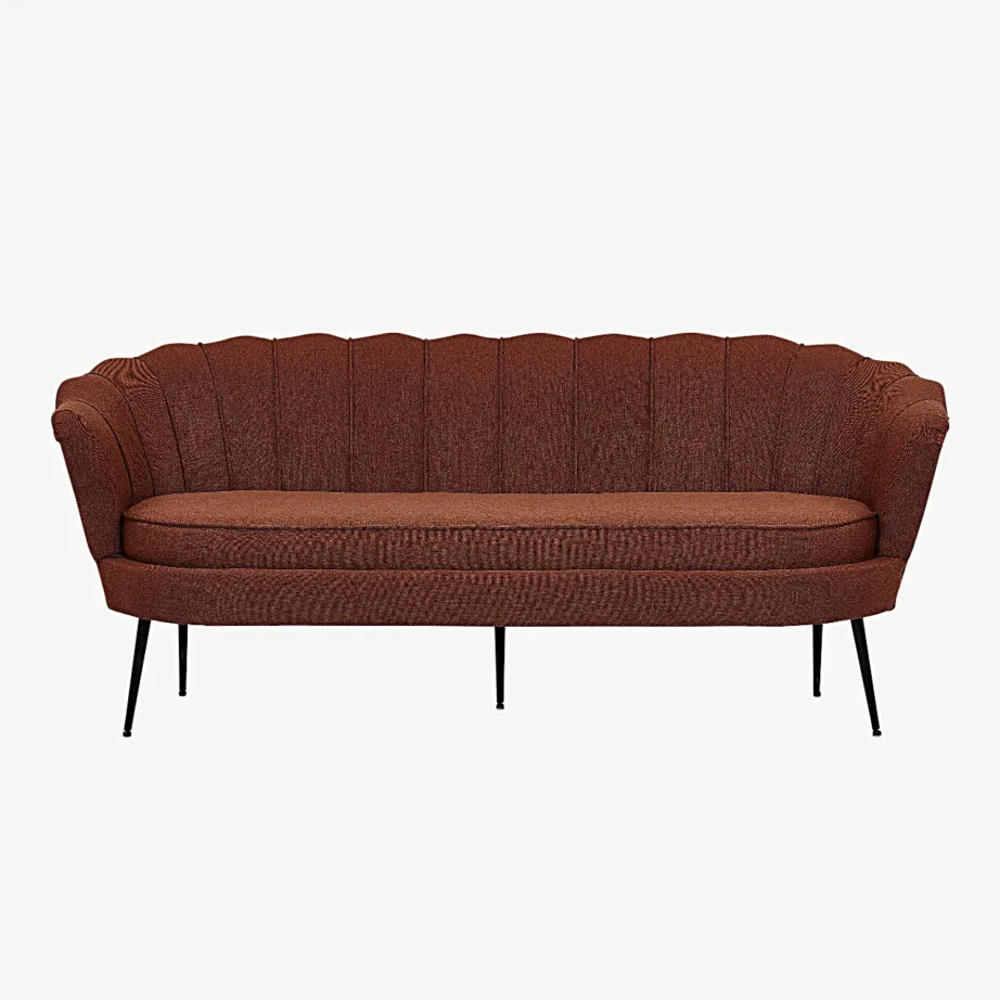 Roostepunane 3-kohaline diivan Calais polüesterkatte ja mustade metalljalgadega, 15356-669 – 2