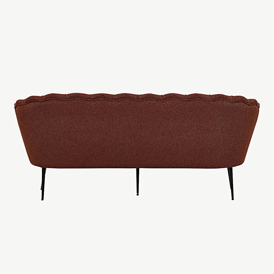 Roostepunane 3-kohaline diivan Calais polüesterkatte ja mustade metalljalgadega, 15356-669 – 3