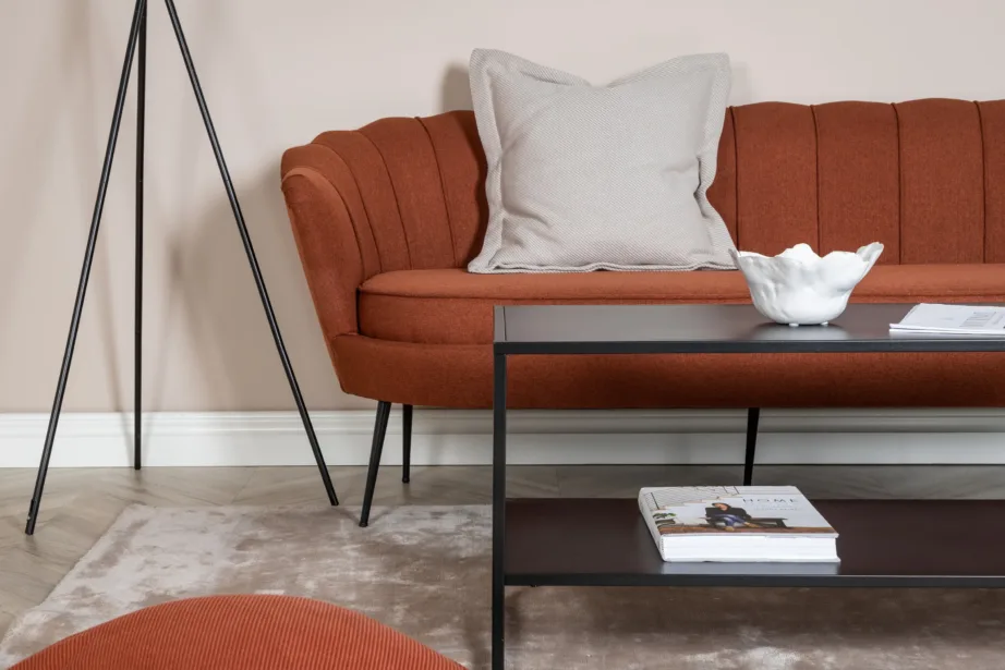 Roostepunane 3-kohaline diivan Calais polüesterkatte ja mustade metalljalgadega, 15356-669 – 7