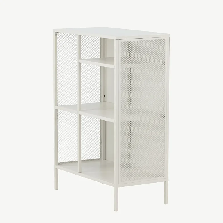 Valge metallriiul võrkkülgedega Misha (80 × 40 × 110 cm) - 15357-201