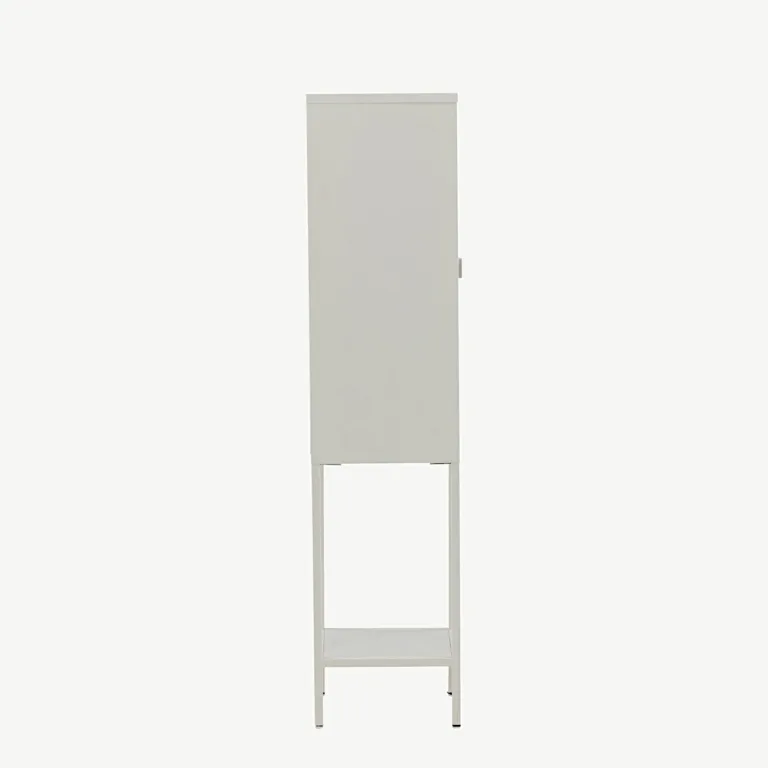 Valge metallist klaasuksega kõrge kapp Misha, 150 cm - 15358-201