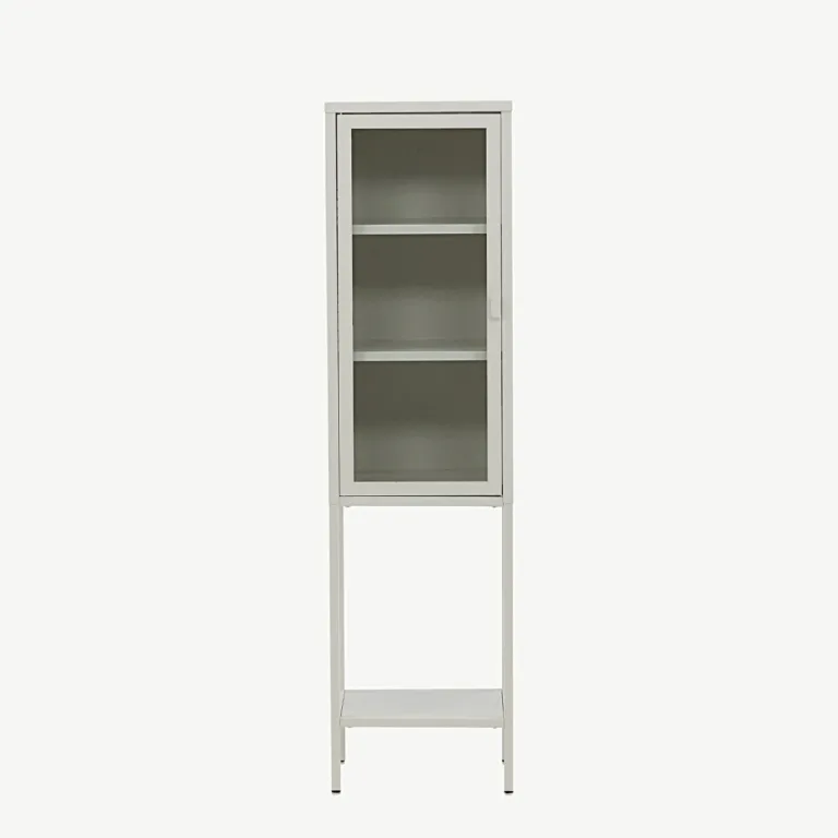 Valge metallist klaasuksega kõrge kapp Misha, 150 cm - 15358-201