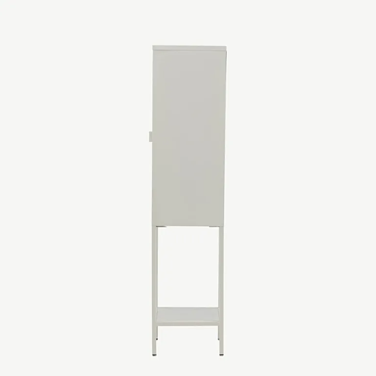 Valge metallist klaasuksega kõrge kapp Misha, 150 cm - 15358-201