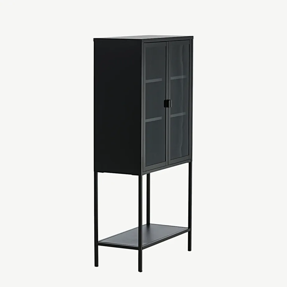 Kõrge mustast terasest vitriinkapp Misha klaasustega, 15359-208 – 3