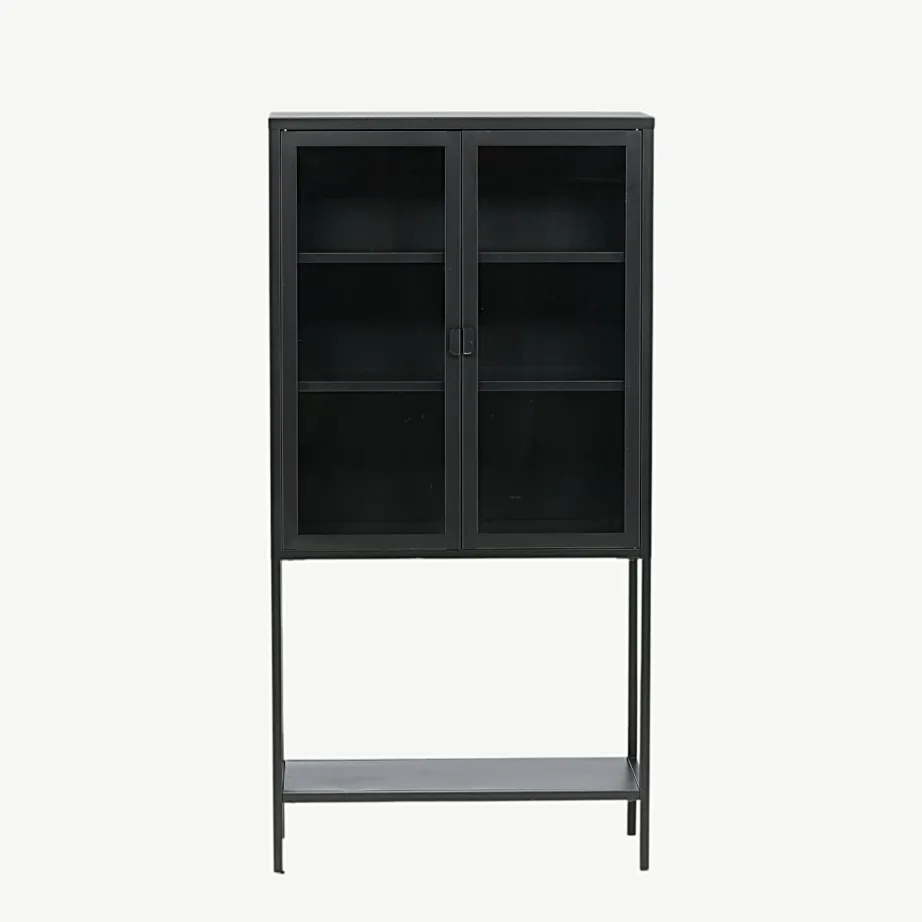 Kõrge mustast terasest vitriinkapp Misha klaasustega, 15359-208 – 4