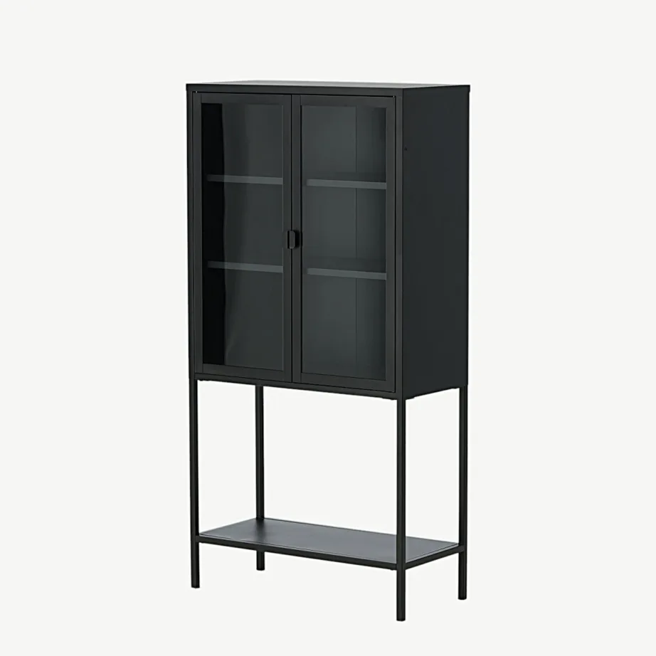 Kõrge mustast terasest vitriinkapp Misha klaasustega, 15359-208 – 5