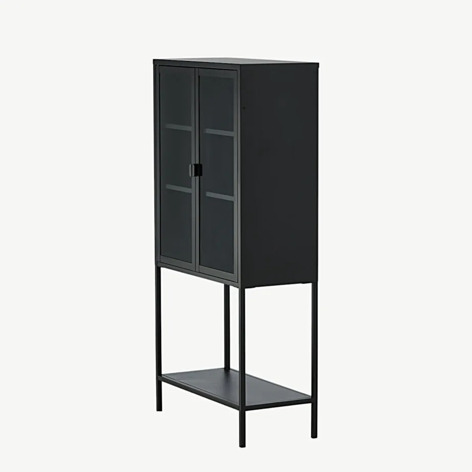 Kõrge mustast terasest vitriinkapp Misha klaasustega, 15359-208 – 6