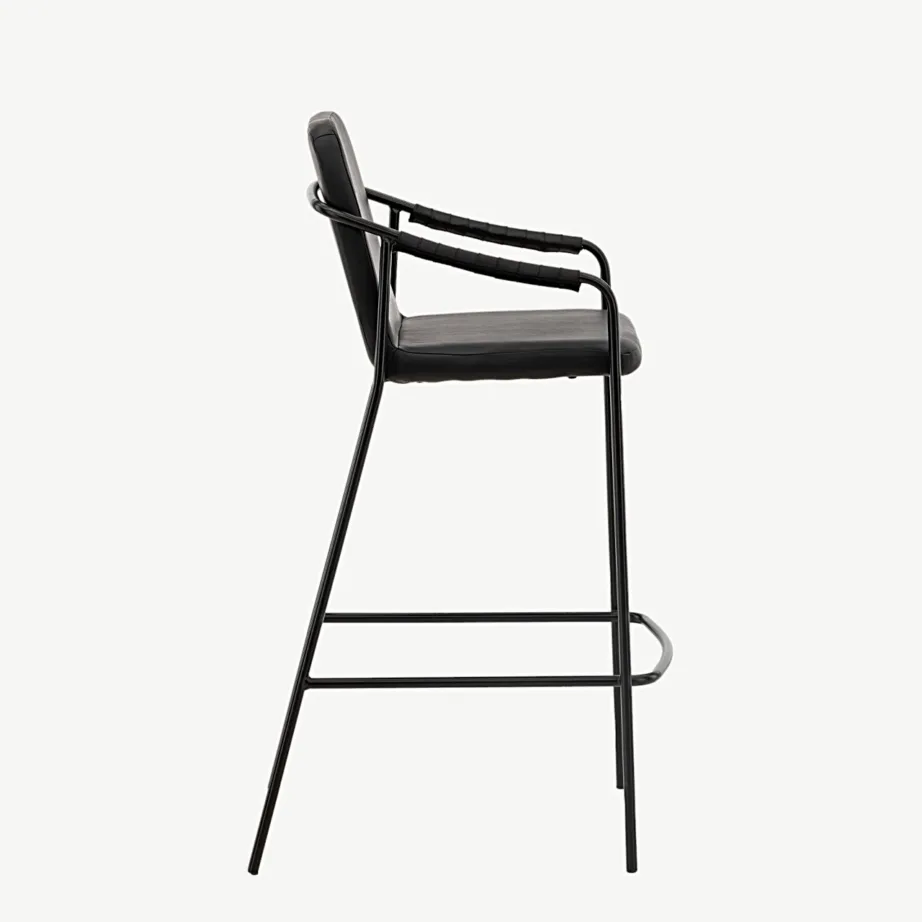 Must polsterdatud baaritool käetugedega ja terasraamiga Tvist, 15452-458 – 2