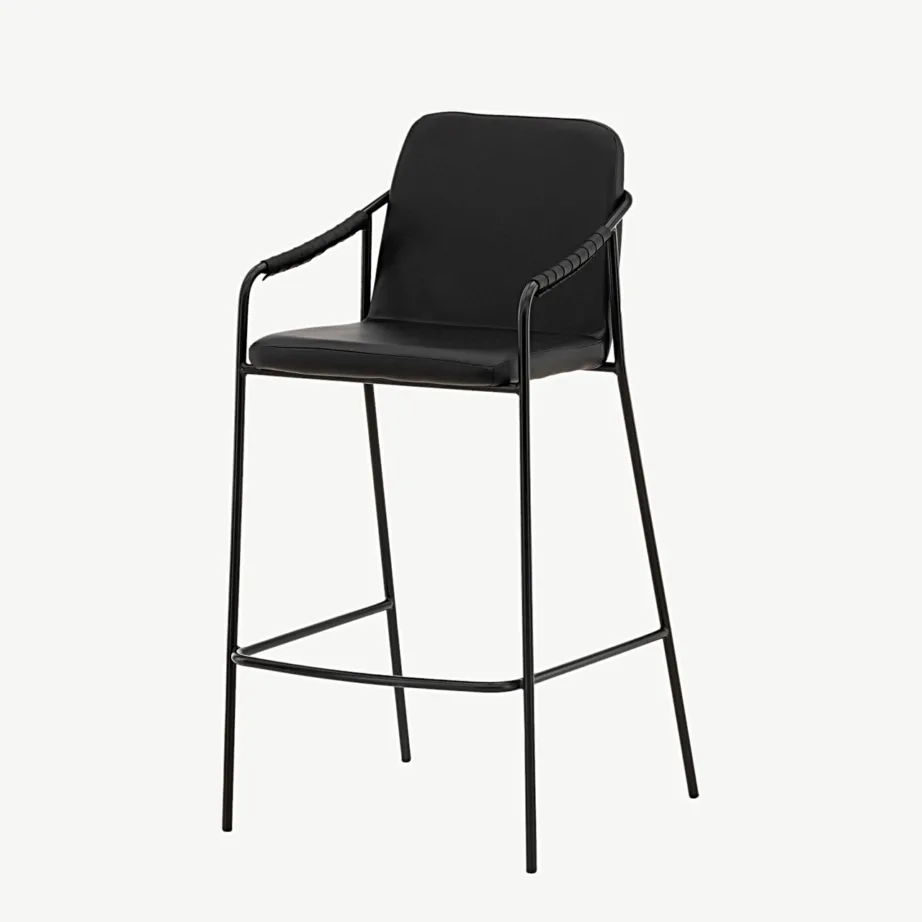 Must polsterdatud baaritool käetugedega ja terasraamiga Tvist, 15452-458 – 5