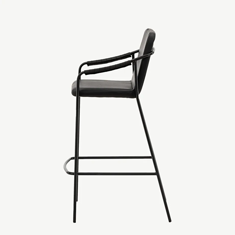 Must polsterdatud baaritool käetugedega ja terasraamiga Tvist, 15452-458 – 7