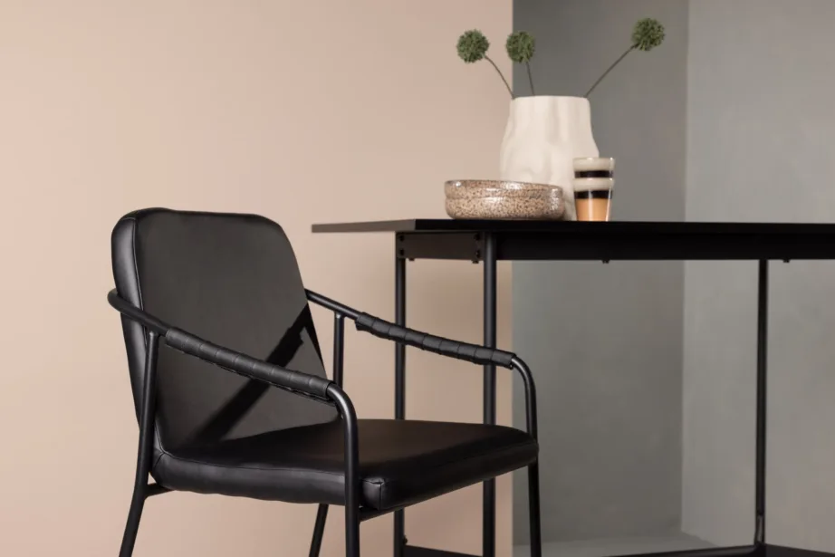 Must polsterdatud baaritool käetugedega ja terasraamiga Tvist, 15452-458 – 9