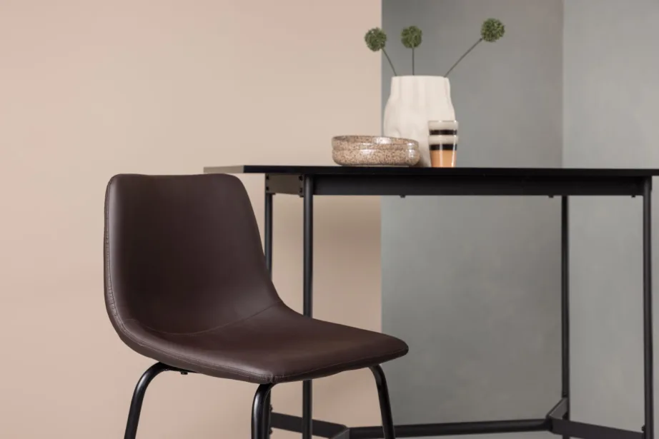 Pruuni polüuretaankattega baaritool Alexi mustade metalljalgadega, 15455-457 – 9