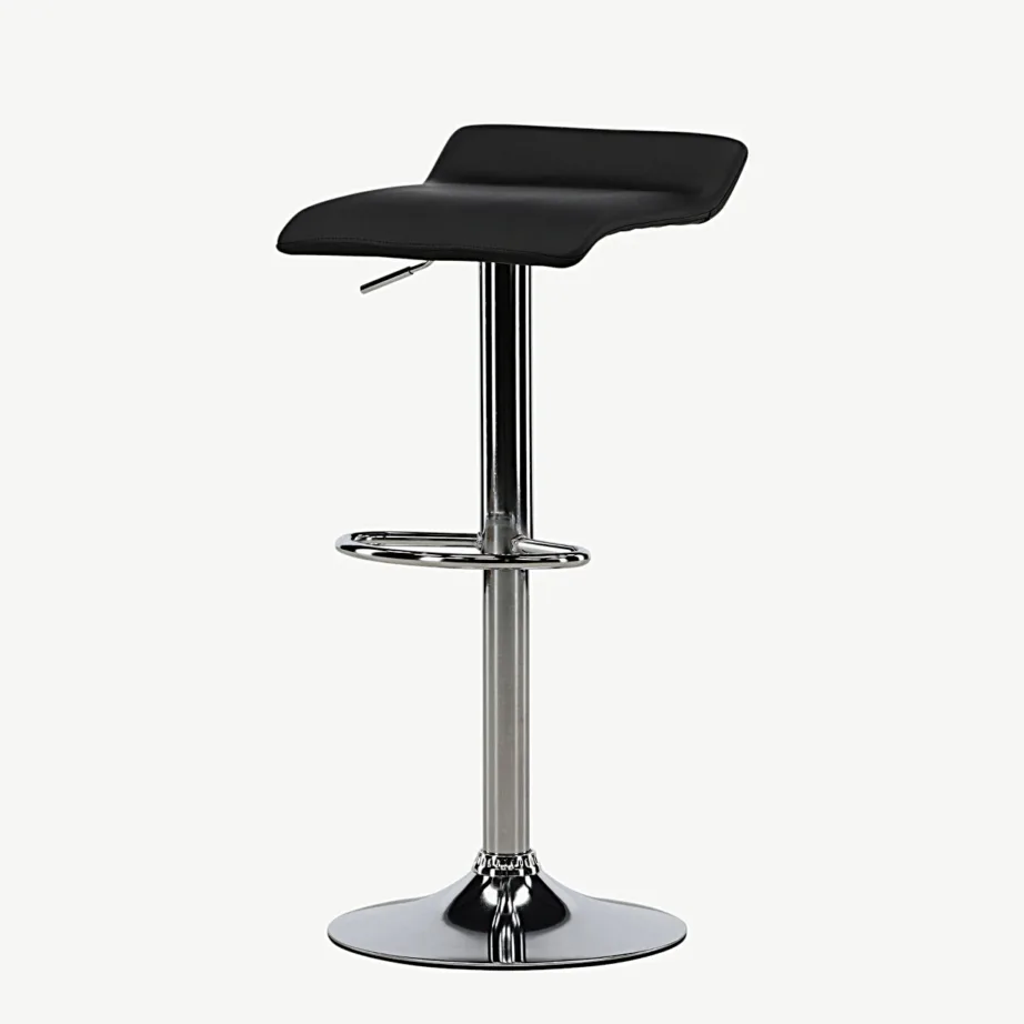 Reguleeritava kõrgusega baaritool Jonna mustast kunstnahast, kroomitud terasest, 15457-458 – 5