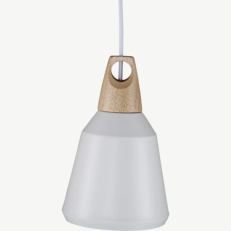 Valge terasest rippvalgusti pähklivärvi detailiga Naol (ø16 cm) - 15500-800